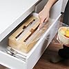 2 in 1 Plastic Wrap Dispenser with Cutter，Bamboo Foil and Plastic Wrap Organizer,Aluminum Foil and Wax Dispenser for Kitchen Drawer Storage Organization #3