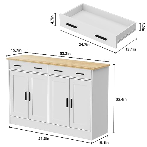 Anystyle White Buffet Cabinet, Coffee Bar Cabinet With 2 Drawers & 4 Doors, Kitchen Buffet Sideboard For Living Room thumb #1
