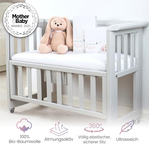 Spannbettlaken Kinderwagen 40x90 Aus 100% Bio-Baumwolle – Waschbar & Ultraweich Weiss 2er-Set Spannbettlaken - Für Baby – Ansicht 3