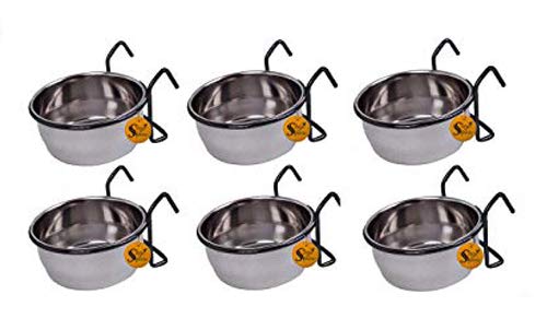 Sage Square Rustproof Stainless Steel Cage Food, Seed, Water Feeder Cum Bowl with Holder clamp for Birds (225ml) (Set of 6) (B08CZCXPY2) Amazon Price History, Amazon Price Tracker