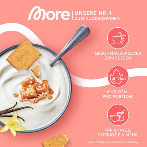 MORE Chunky Flavour Probenbundle, 6 x 30 g Sample, Geschmackspulver zum Süßen, ohne viel Zucker und Kalorien, mit Inulin und Laktase - made in Germany (Sorten können variieren)