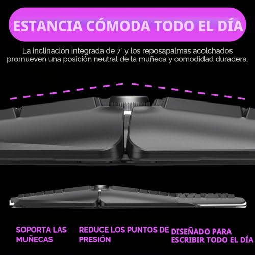 Teclado mecanico ergonomico PC con interruptores Kailh y conexion USB 4