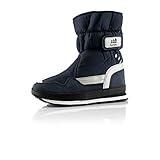  Fusskleidung® Damen Herren Kinder Winterschuhe Wasserfeste Schneestiefel Warm Gefütterte Stiefel Dunkelblau EU 46