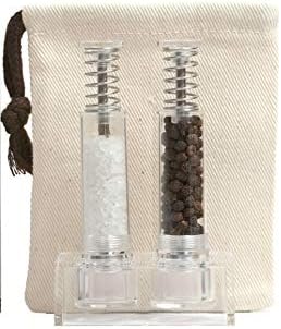 Travel Salt And Pepper Grinder Set, Grind Gourmet Original Pump & Grind Salt and Pepper Push It, Spice Grinder (Clear)