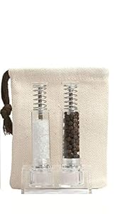 Image of Travel Salt And Pepper Grinder Set, Grind Gourmet Original Pump & Grind Salt and Pepper Push It, Spice Grinder (Clear)