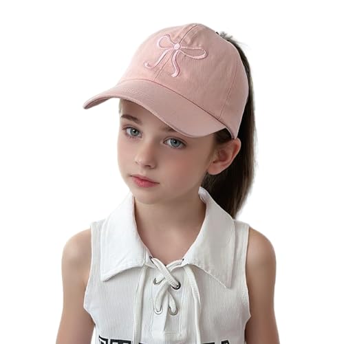 Cute Bow Baseball Cap for Kids Girls High Ponytail Sun Protection