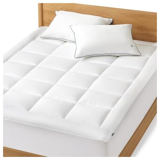 Bedsure Pillow Top Mattress Topper Queen Size - Cooling Mattress Pad Cotton Quilted Mattress Cover with Deep Pocket，Padded Pillow Top with Fluffy Down Alternative Fill
