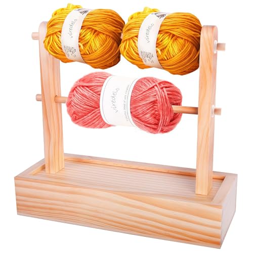 Image of Viredelo Yarn Holder Dispenser for Crocheting, Burlywood | Storage Box, Twizzter Portable, Handmade Wood, Yarn Ball Holder