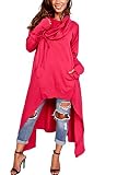 Bai You Mei Damen Kapuzenjacke Lang Pullikleid Hoodie Straight Langarm Sweatshirt Pullover Frauen Outerwear Violett 38