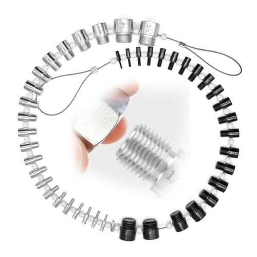 Vérificateur de filetage à écrou et à boulon (pouce) & métriques) -44 Gauges d'identification du fil de la femme et du mâle - 23 1 cm & 21 Gauges métriques, mâles/femelles pour la vérification rapide des noix et des boulons de pouce ou métrique et la vérification de la taille