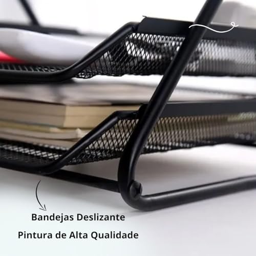 Markys Store - Bandeja Organizadora Dupla de Papel Documentos A4 para Mesa de Escritório - Kit 8un