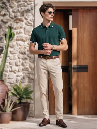 Image of Veirdo Pure Cotton Half Sleeves Regular Fit Plain Solid Classic Polo Colored Collar T-Shirt for Men (Colors: Olive, Maroon, Navy, Black, Green & Orange)