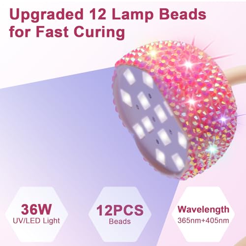 Image of CGBE UV LED Nail Lamp, 36W Mini Cordless Flash Cure Nail Lamp for Gel Nails