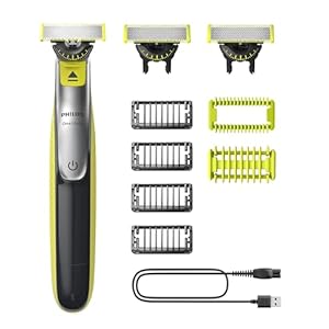 PHILIPS OneBlade 360 Face & Body - elektrischer Rasierer, Trimmer & Bodygroomer, 3x 360 Klingen, 4x Trimmaufsätze (1/2/3/5 mm), 2x Körperaufsätze, Nass- & Trockenrasur für Gesicht & Körper (QP2834/31)