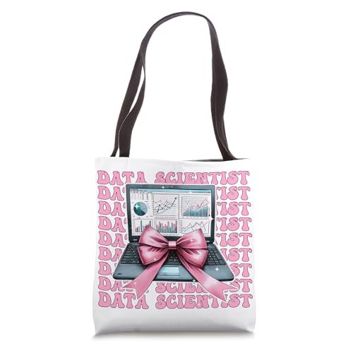 Data Scientist Science Laptop Graph Girl Coquette Bow Pink Tote Bag