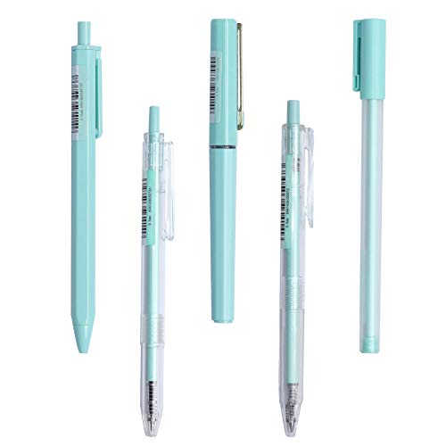 Ballpoint Pen Set for Women Refillable Gel Ink Pens 0.35mm & 0.5mm Fine-Tip Rollerball Pen Needle Tip Pen Quick Dry Ink Morandi Color (Mint Green)