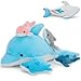 MorisMos 5 st&uuml;cke Delphin Pl&uuml;schtier Set, 52cm riesen blau Delfin Kuscheltier XXL mit 4 Babys im Bauch, Dolphin Geburtstag Weihnachten Geschenk f&uuml;r Kinder