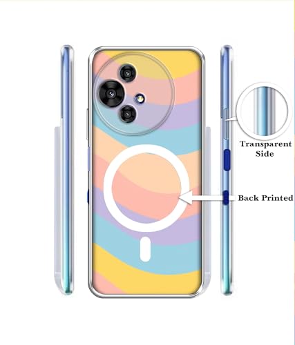 Image of Back Cover for Alcatel V3 Ultra 5G Pastel Rainbow Waves Magnetic Ring Design (Not Magnetic Compatible) | UV Printed Soft TPU Shockproof Back Case for Alcatel V3 Ultra 5G