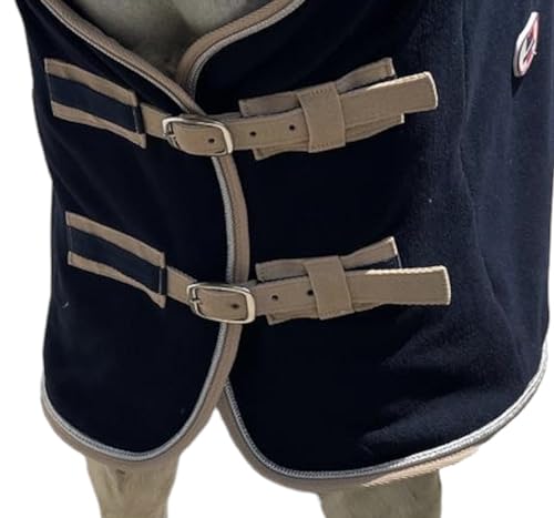 Image of Majestic Ally Anti Pill Fleece Horse Blanket /Sheet with Silver Braided Rope (Navy, 74)