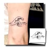 Tattoo Tech, 2 Sheets Small Semi Permanent Tattoo, Lasts 7-15 Days Temporary Tattoos(Ocean Wave), Waterproof and Non-Reflective, for Summer Beach, for Arms Shoulders, Unique Design