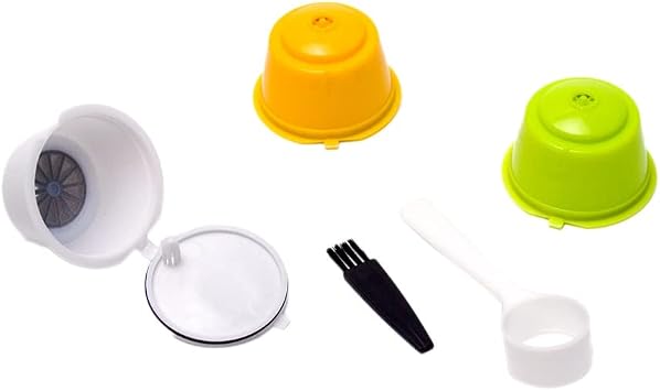 3 Pcs Coffee Capsule Refillable Coffee Capsule Pods Reusable Universal Coffee Filter and Spoon Brush For Dolce Gusto A