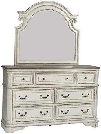 Liberty Furniture Industries Magnolia Manor Dresser & Mirror, W64 x D19 x H83, White
