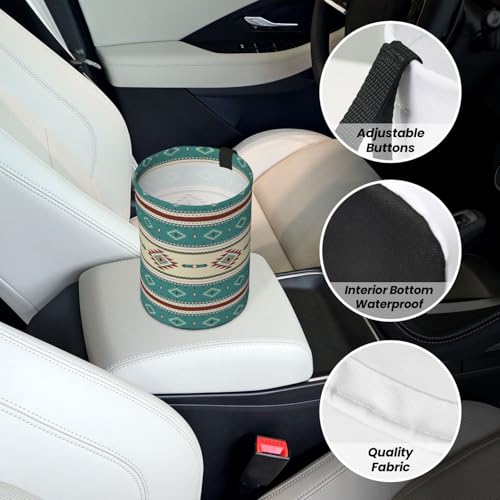 Image of Native Indian Western Tribal Car Trash Can Collapsible Garbage Can,Hanging Trash Bag Water Proof with Suitable for Storage for Car Interiors,Home