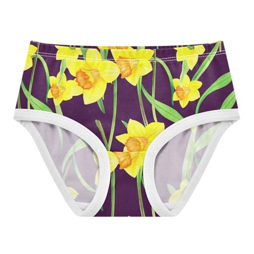 Toddler Underwear Custom 2t Cotton Little Girl Panties Flower Briefs Undies Kids Yellow Daffodil Flowers Dark