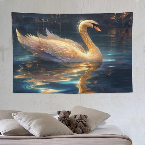 Tapisserie cygne PAZZK 150×230cm tenture murale grand format salon
