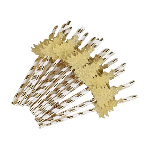 30 pajitas desechables de papel de Navidad, pajitas reciclables a rayas para café, leche, papel coccial, pajitas de beber seguras para usar decoraciones de Navidad