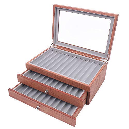 Ethedeal 34 Slots Display Box Wood Pen Display Case Fountain Pen Storage Box Gifts,Pen Display Case Storage, Fountain Pen Collector Organizer Box (34-Rosewood)