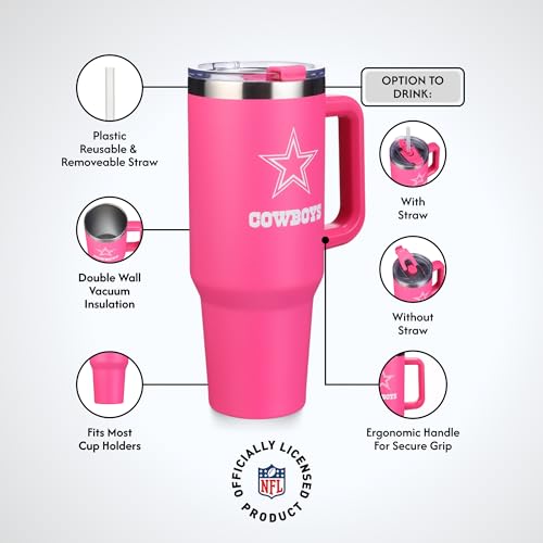 Image of The Memory Company Officially Licensed NFL - Dallas Cowboys 40oz Pink Game Day Tumbler with Team Logo
