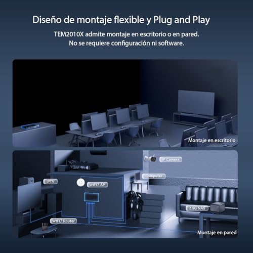 Switch de 2.5G multi-gigabit silencioso para montaje en pared o escritorio 5
