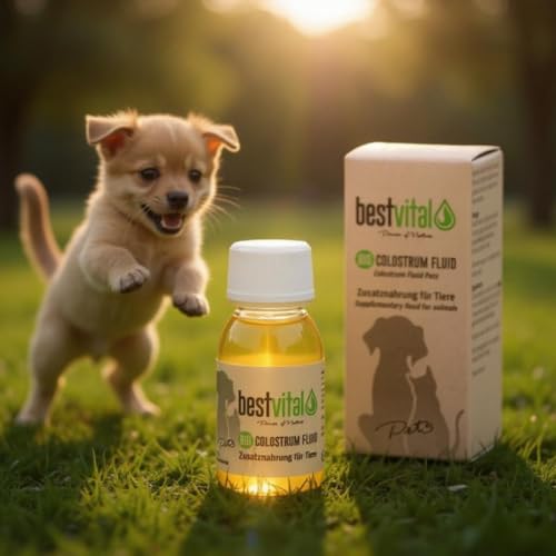 Bio Colostrum Fluid für Hund & Katze [3x60ml] - Flüssiger Immunbooster stärkt Immunsystem & Vitalität - Ideal für Magen, Darm & bei Allergie - Welpen & Senior - Deutsche Bio-Qualität