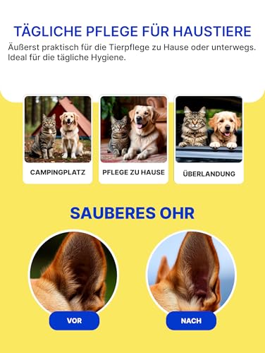 Japan Premium Pet Fingerpads/Ohrenreiniger für Hund & Katze | Sanfte Ohren Reinigung mit Aloe Vera, Malinsäure & Hamamelis | Finger Ohrentücher Gegen Geruch & Schmutz | Ihre Hundepflege AUR 35 STK.
