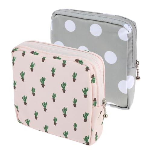 Image of 2 Pack Period Bag for Teen Girls, Period Pouch Women Sanitary Napkin Storage Bag, Pad Bag for Period, Portable Pad Pouch Sanitary Pads Organizer for Panty Liners, Tampons