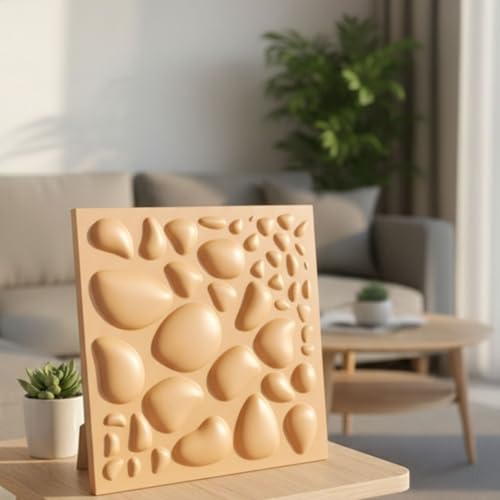 Image of Kayra Decor 3D PVC Wall Panels - Pabble Design,Mustard Yellow Color, 19.7 inch x 19.7 inch (Pack of 40) | Covers 107.60 Sq. Ft. |