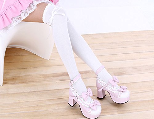 Image of Women's Thigh High Socks Lolita Gothic Over Knee Stocking Lace Up Thigh Stockings for Girls PTK12N