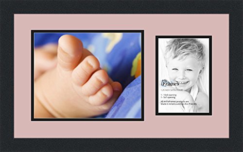 ArtToFrames Collage Photo Frame Double Mat with 1-5x7, 8x10 Openings and Satin Black Frame