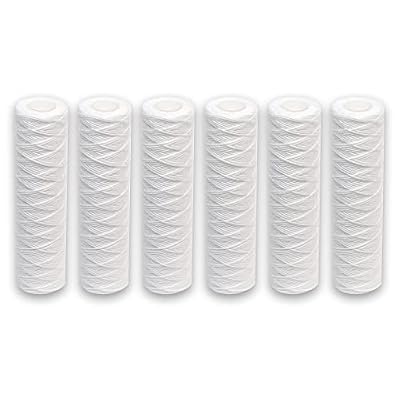 CFS 5 Micron 10" x 2.5" String Wound Sediment Water Filter Cartridge,6 Pack,Whole House Sediment Filtration, Universal Replacement for Most 10 inch RO Unit