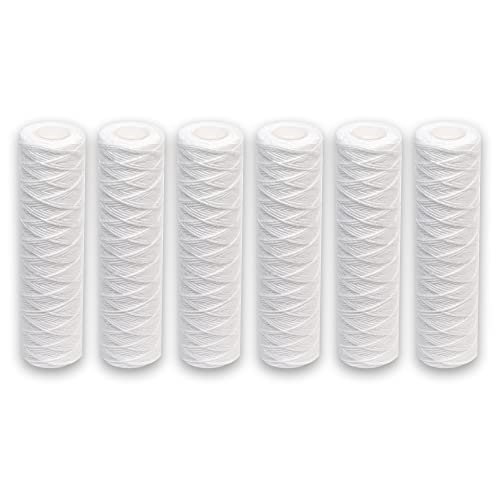 60% Off Discount CFS 5 Micron 10" x 2.5" String Wound Sediment Water Filter Cartridge,6 Pack,Whole House Sediment Filtration, Universal Replacement for Most 10 inch RO Unit
