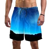 Deer Animal and Night Sky - Traje de baño para hombre, pantalones cortos de playa, de secado rápido, con bolsillos/forro de malla, multicolor, M