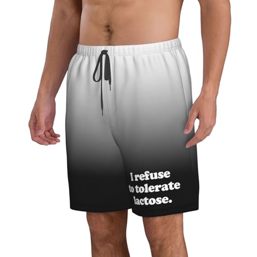 I Refuse to Tolerate Lactose Men's Casual Board Shorts Swim Trunks Beach Golf Short Swimwear Bathing Suits,2