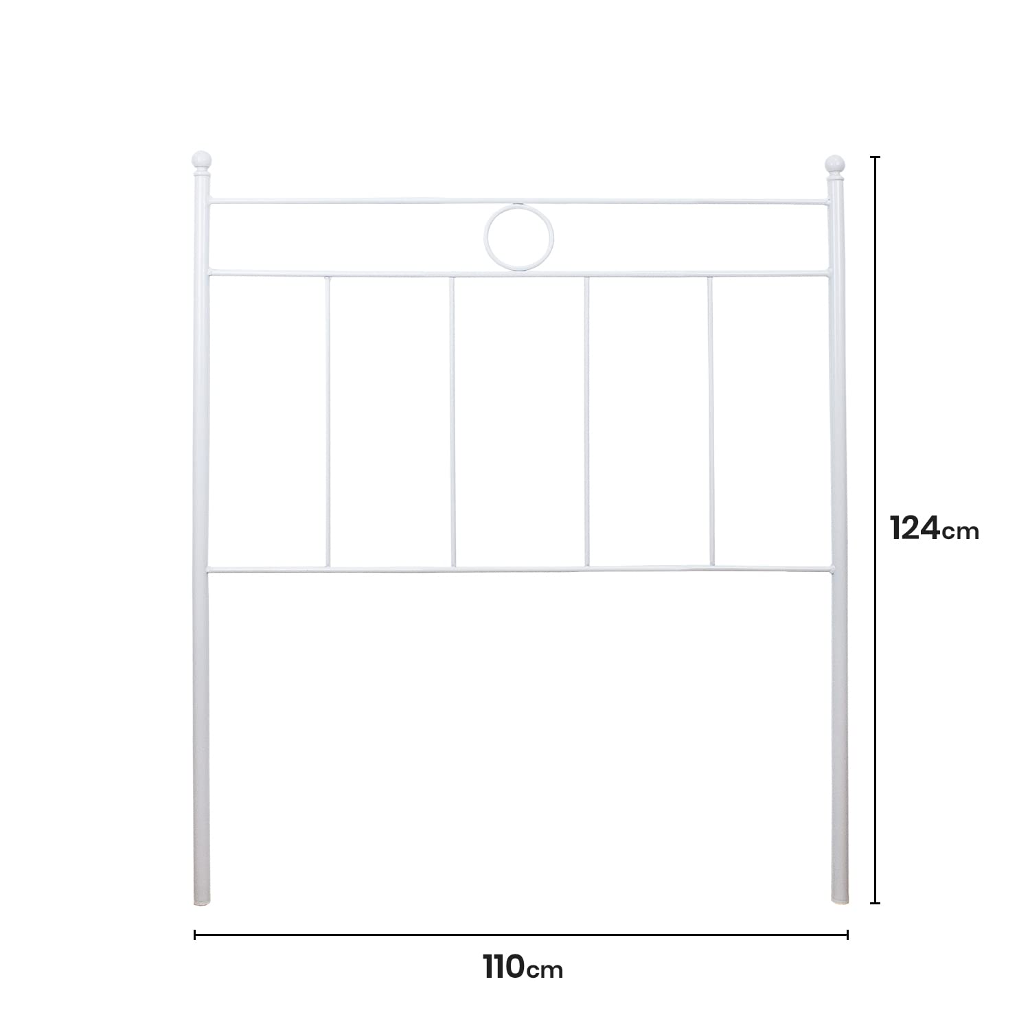 ElHerrero Cabecero de Forja Nacional para Cama de 105Cm, Color Blanco de Hierro con Diseño Elegante, Sencillo y Clásico de Líneas y Círculo. Económico y Fácil de Limpiar, Resistente para Dormitorio.