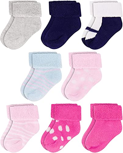 Image of Rising Star Baby Socks for Boys & Girls - Newborn to 12 Months - Thick Cotton Terry Cuff Socks