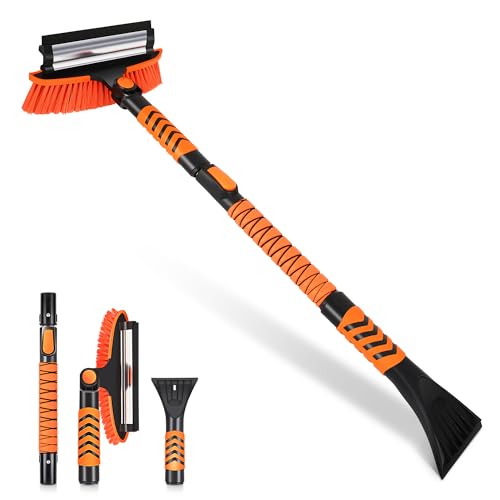 DNA Motoring 43.3 Inch 3 in 1 Separable Snow Brush w/Squeege and Ice Scraperice for Cars, SUVs...