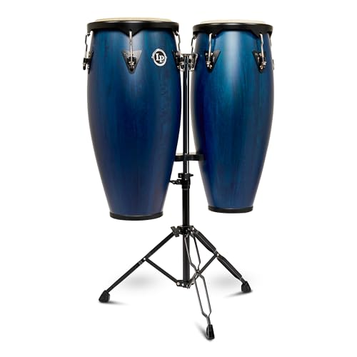 Latin Percussion LP646NYII City II Series Conga Set with Double Stand 10 & 11 Blue