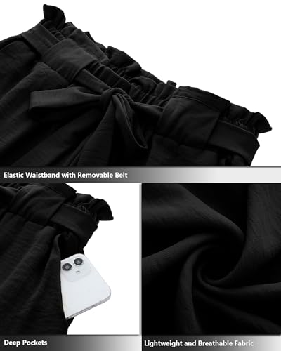 Ficerd Women's Wide Leg Pants Palazzo High Waisted Flowy Loose Casual 2025 Summer Beach Boho Baggy Trousers with Pockets2