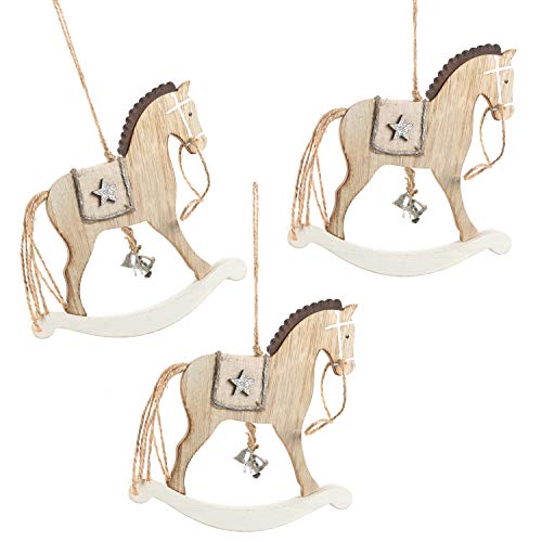 Logbuch-Verlag 3 Anhänger Weihnachten aus Holz Pferdchen 17 cm...