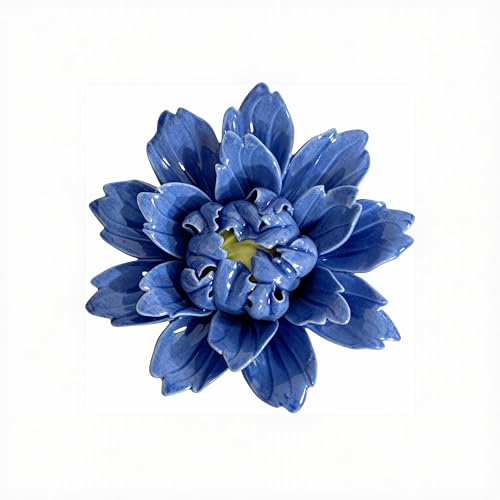 Décoration murale en céramique faite main : fleur de pivoine bleu foncé M unique